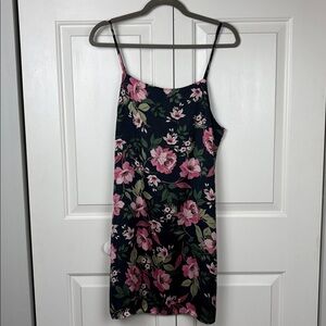 Dress Forum Pink and Green Floral Slip Dress - M